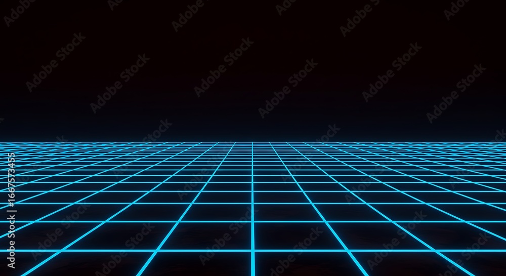 Poster blue technological background with an abstract digital grid pattern and glowing light for a web desi