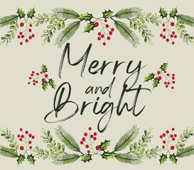 New Merry and Bright greeting seamless pattern wallpaper gift wrap 2026