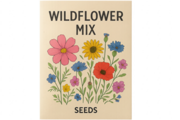 Wildflower mix seed packet with transparent background