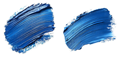 Blue paint brush stroke with texture isolated on a transparent background