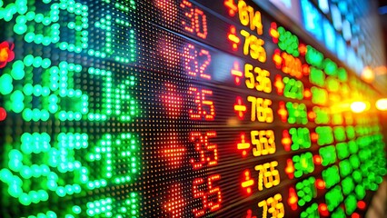 Stock market ticker board displaying financial data in real time