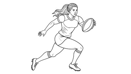 Fototapeta premium Female Rugby Player Running with Ball
