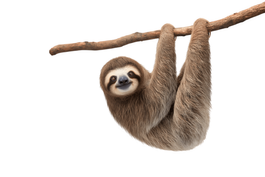 A sloth hanging upside down from a branch
