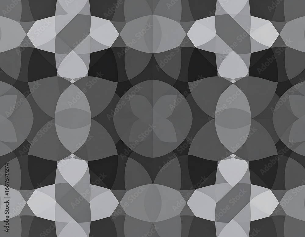 Aufkleber monochrome geometric kaleidoscope pattern with overlapping shapes and symmetry