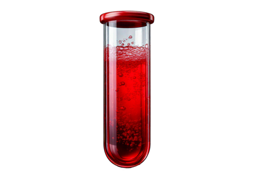 Test tube containing Red liquid, commonly used in scientific or medical visuals isolated on transparent or white background - Powered by Adobe