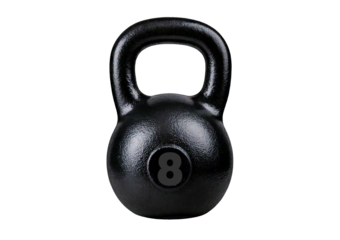 Black kettlebell with a handle 8K isolated on transparent or white background