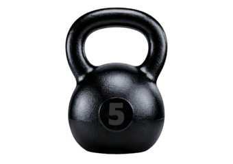 Black kettlebell with a handle 5K isolated on transparent or white background