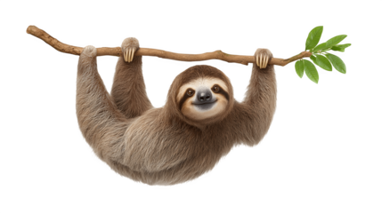 A sloth hanging upside down from a branch
