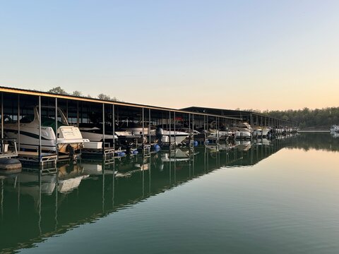 Boats in Marina with reflection