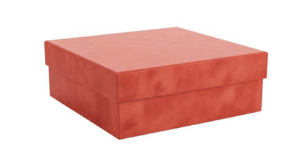 A simple square box with a lid is shown in a studio setting with a dark background