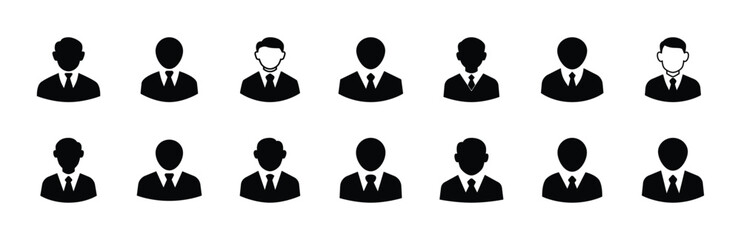 Set of Business man icon symbol vector on white background.