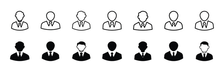 Set of Business man icon symbol vector on white background.