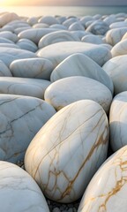 Obraz premium White Marble Pebble Beach