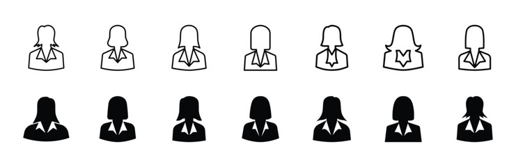 Set of Business woman icon symbol vector on white background.