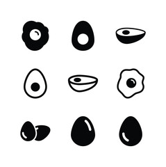 Set of Egg icon symbol vector on white background.