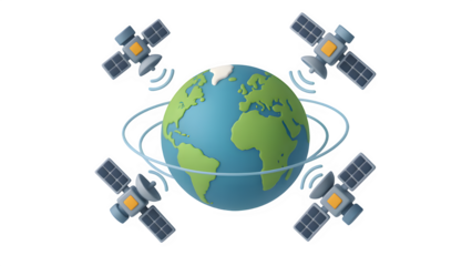 3D Illustration of GPS Satellites Orbiting Earth PNG