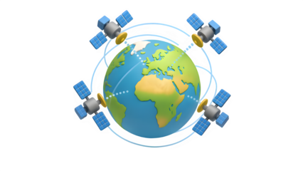 3D Illustration of GPS Satellites Orbiting Earth PNG