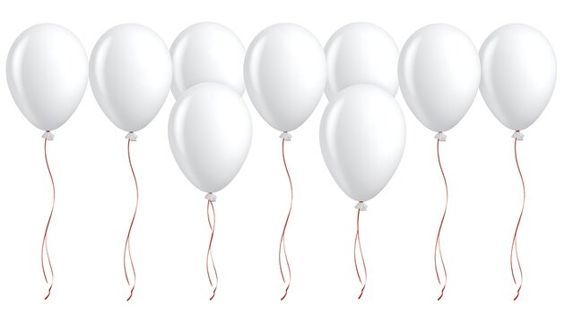 White Balloons with Festive Decor, and Pink Ribbons. - Powered by Adobe