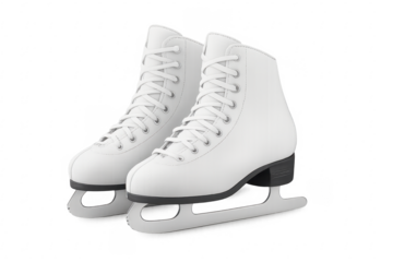 Pair of white ice skates isolated on transparent background