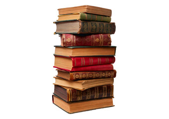 Stack of old book isolated on transparent or white background