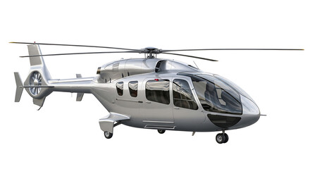 Modern civil helicopter photoreactor with white background