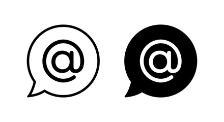 Mention with speech bubble icon. Social media at symbol