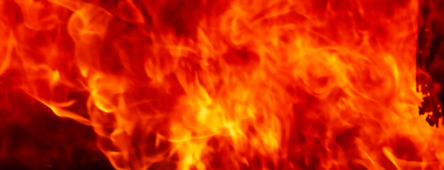 Banner Fire explosion flammable car fire on street smoke, hot danger flame burning effect. Fire burn car accident disaster conflagration. Burning red flame high heat inferno explode with copy space