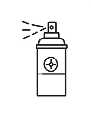 Spray can dispensing, isolated white background