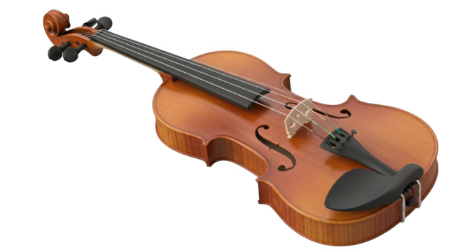 A Detailed View of a Traditional Wooden Stringed Musical Instrument Commonly Known as a Violin