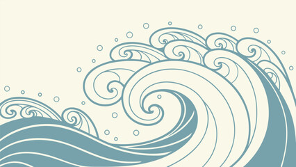 Serene Blue Wave Pattern: Elegant, Swirling, Abstract Ocean Design for Backgrounds
