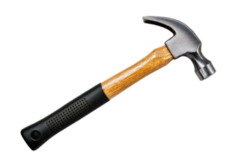 Construction Hammer top view full length, isolated on transparent or white background