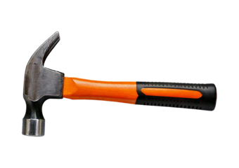 Construction Hammer top view full length, isolated on transparent or white background