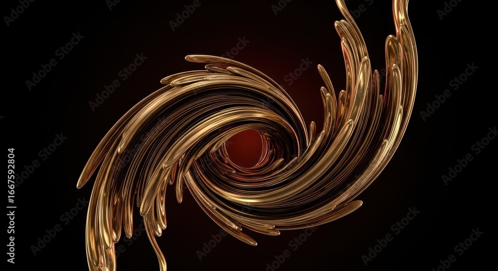 Poster abstract golden swirl design with a dark background creating a luxurious and elegant aesthetic look