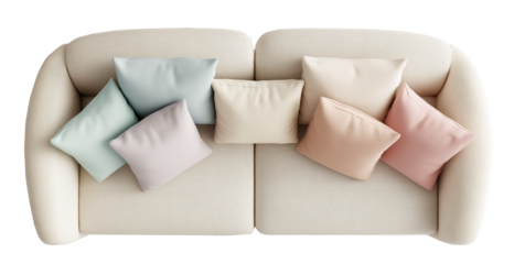 Top View Sofa with Cushions PNG
