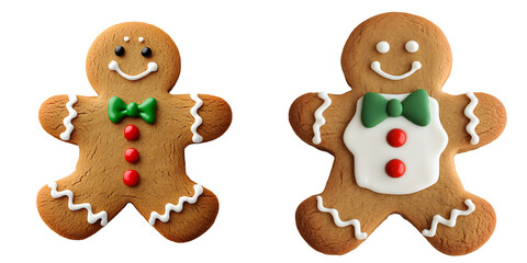 Delightful gingerbread man cookie decorated isolated on a transparent background