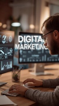 Person working on digital marketing strategy. digital marketing dashboard, data-driven strategy, online consumer behavior