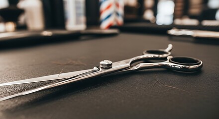 Barber shop shears on table