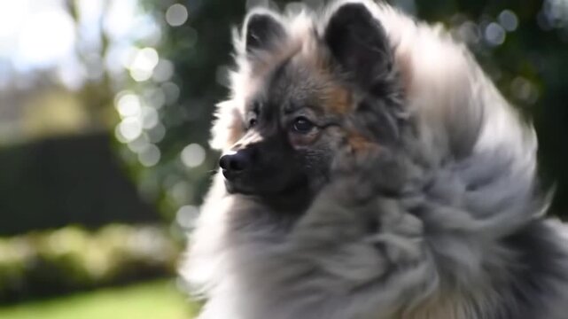 Keeshond male puppy in Field 