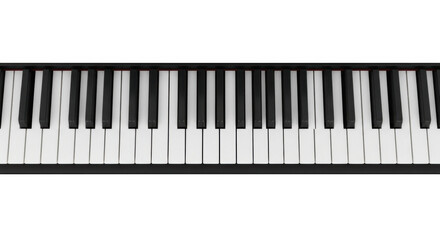 Fototapeta premium Acoustic Grand Piano Keys Showing Black and White Keys in Detail with a Wide Perspective on a Black Background