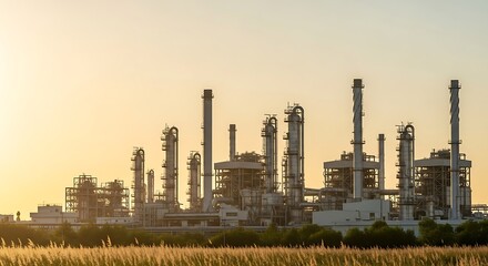 Fototapeta premium Sunrise over Industrial Plant.