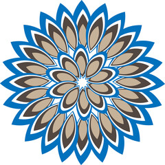 Elegant Blue and Brown Botanical Design,Blue and Brown Colorful Floral Art,Flower Illustration in Blue and Brown Tones.