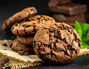 Fototapeta premium Artisan Double Chocolate Cookie Decadence Background