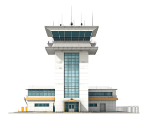 Modern Air Traffic Control Tower isolated on a transparent background
