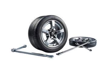 Tire with a wrench on it