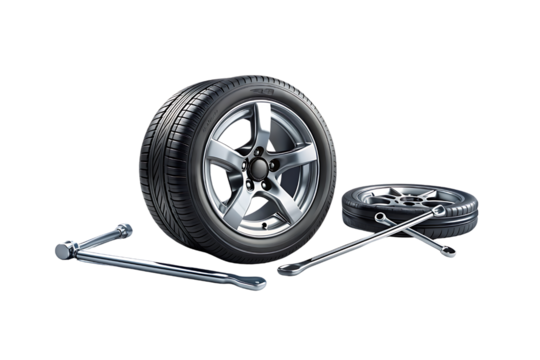 Tire with a wrench on it