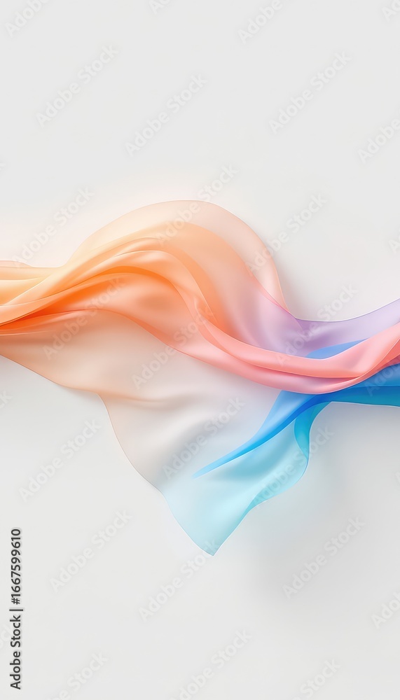 Poster gentle gradient of flowing fabric, softly draped and layered in a delicate dance of color, creating 