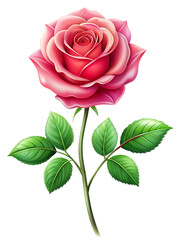 Rose with green leaves