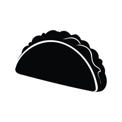 Graphic silhouette illustration of a delicious taco, perfect for menu design. Delicious taco silhouette vector illustration