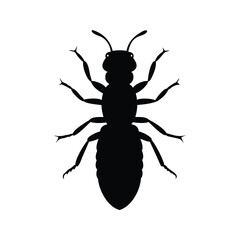 Silhouette of an ant with its legs and antennae displayed prominently, Ant with its leg silhouette vector illustration