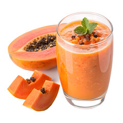 Refreshing papaya smoothie with fresh fruit and mint garnish